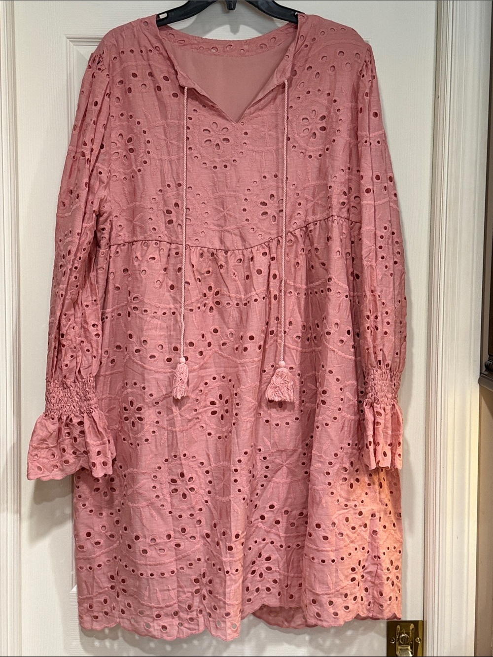 NWOT Pink Eyelet Boho Tunic Dress